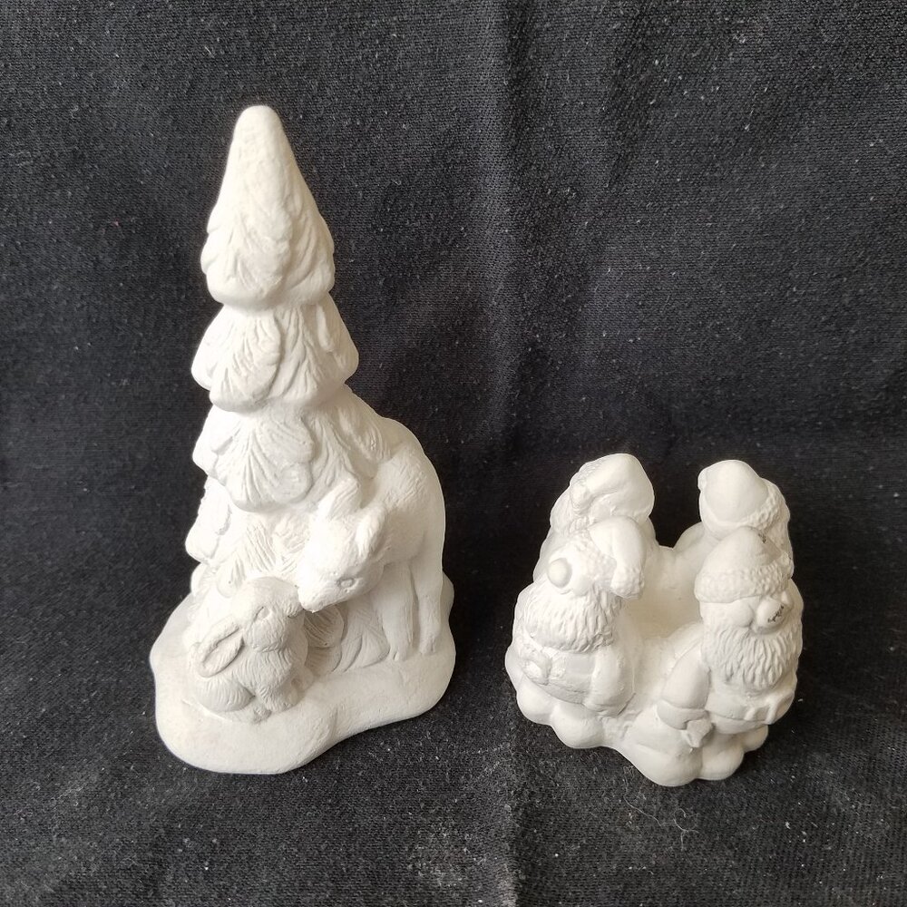 Vintage Ready-To-Paint Plaster Village/Town Christmas Holiday scenery #3